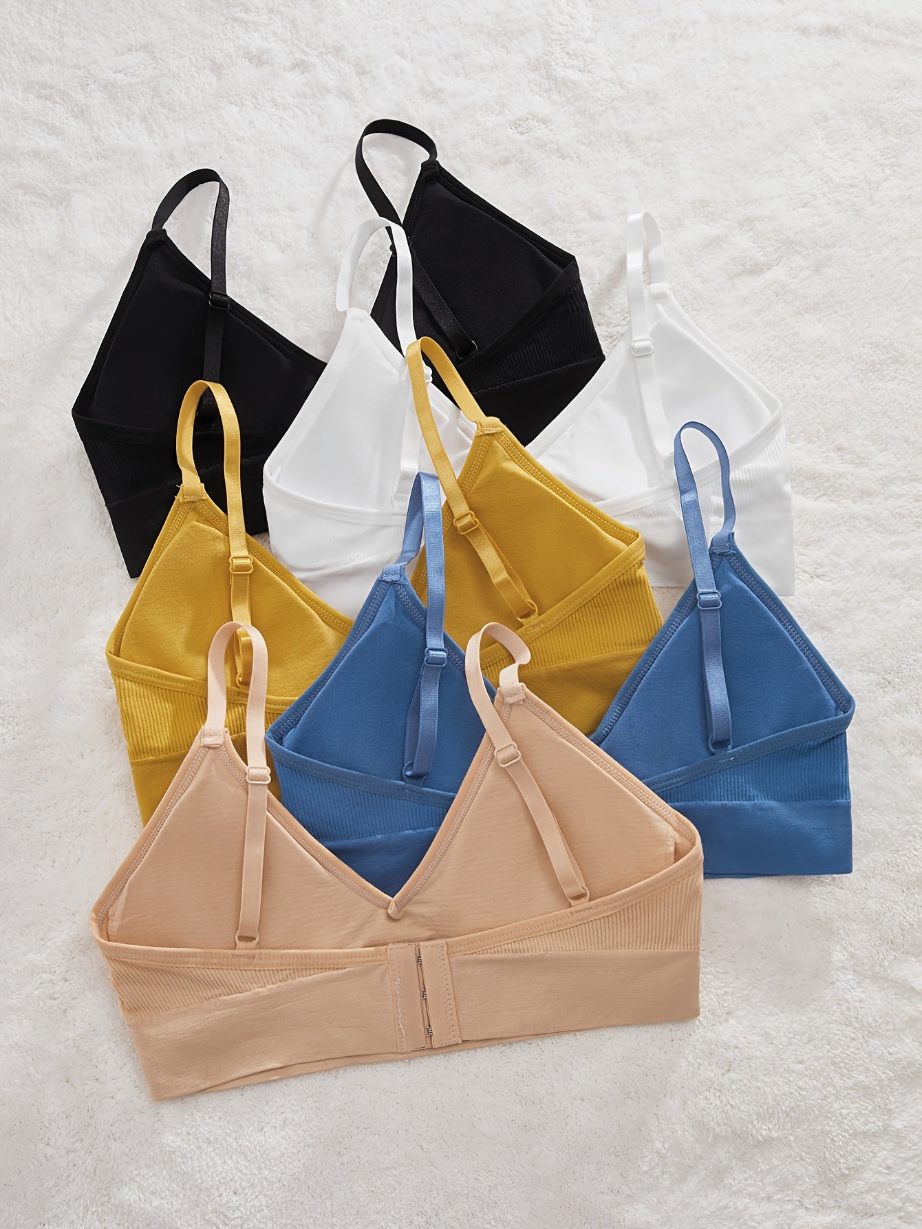 5pcs Letter Print Wireless Bras Comfy & Breathable Stretch Intimates Bra
