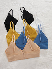5pcs Letter Print Wireless Bras Comfy & Breathable Stretch Intimates Bra