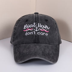 Boat Hair Don't Care Baseball Cap Y2K Embroidery Casual Washed Sunscreen Sports