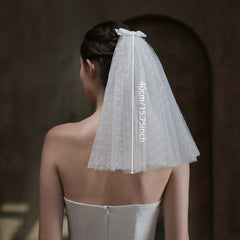 Polka Dot Head Veil With Comb Double Layer Head Veil Satin Bowknot Head Piece