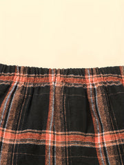 Girl's Knitted Jacquard Sweatshirt & Plaid Skirt Set for Spring Autumn
