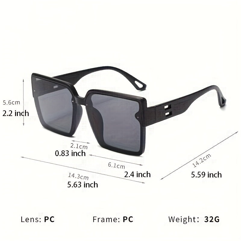 Men's Large Square Frame Sunglasses with Glasses Case