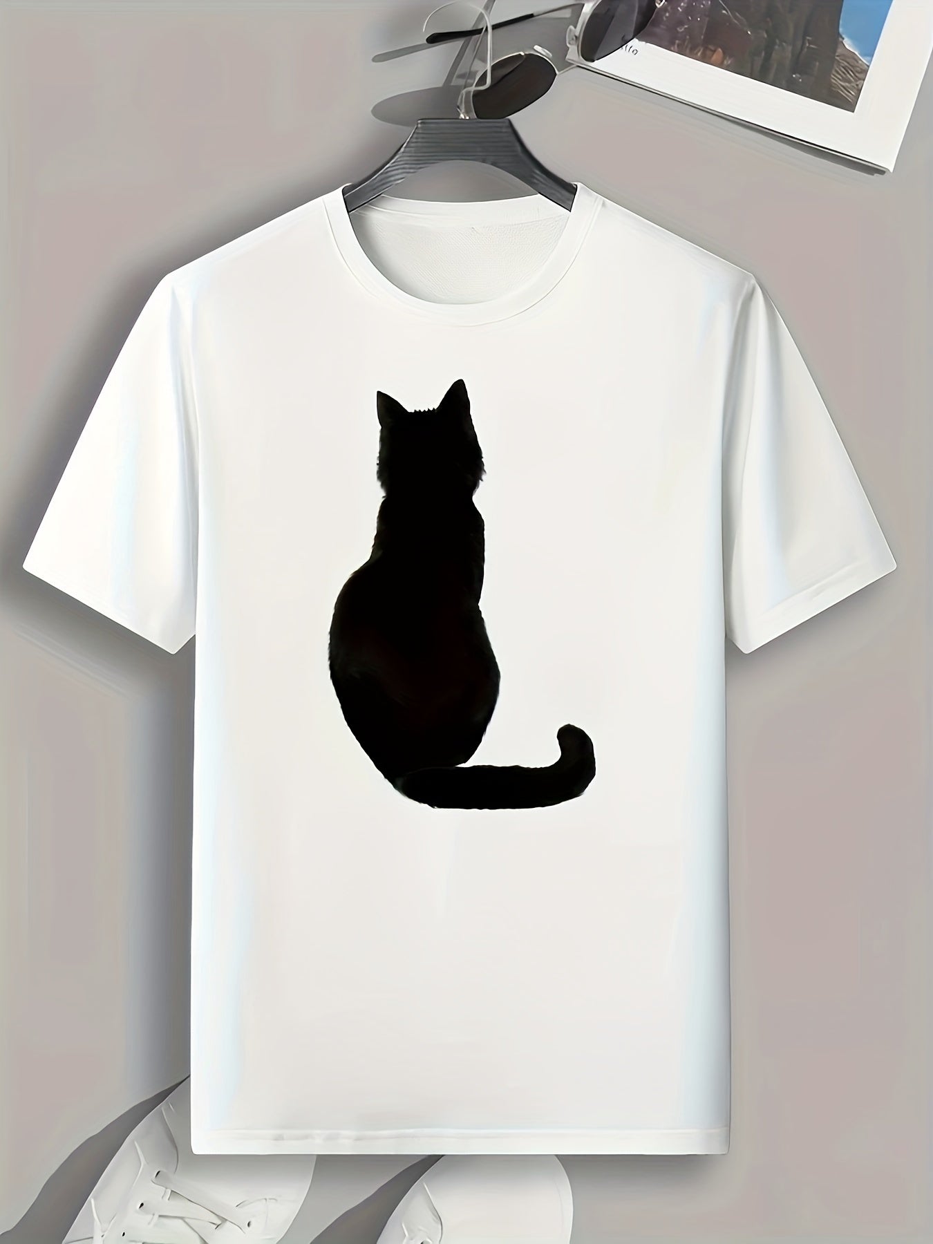 Cat Pattern Print Men's Comfy Sports T-shirt Graphic Tee