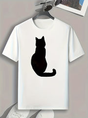Cat Pattern Print Men's Comfy Sports T-shirt Graphic Tee