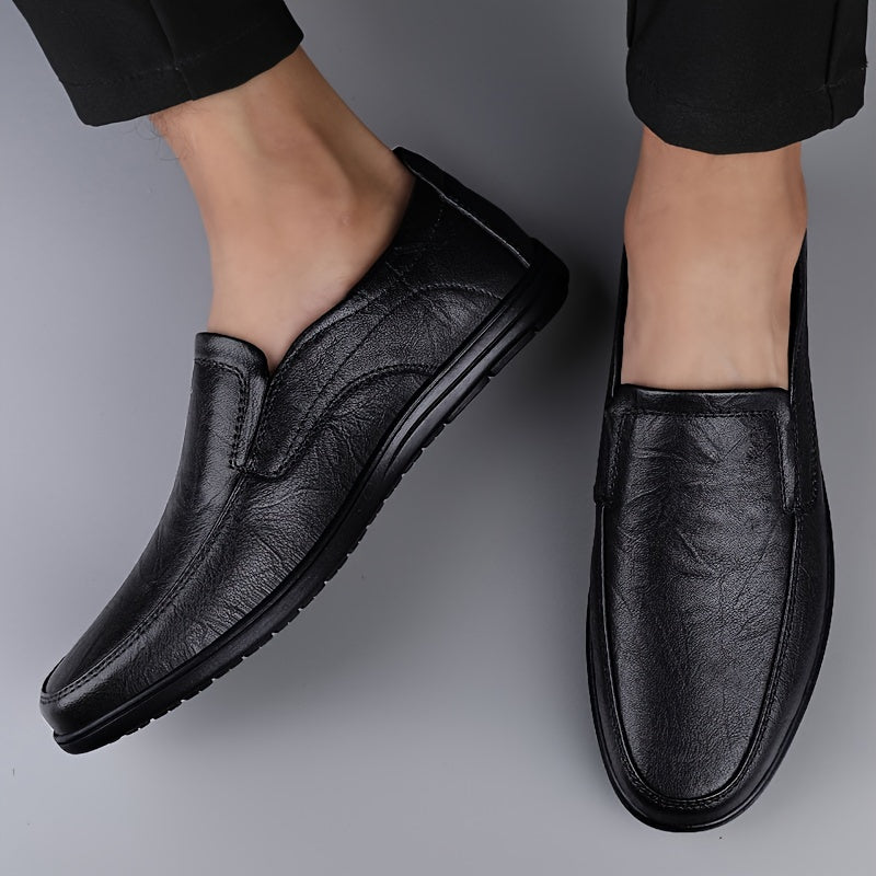 CLOHOO Customizable Leather Loafer Shoes Casual Slip On Rubber Sole