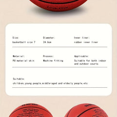 Durable PU Leather Basketball for Training & Competition