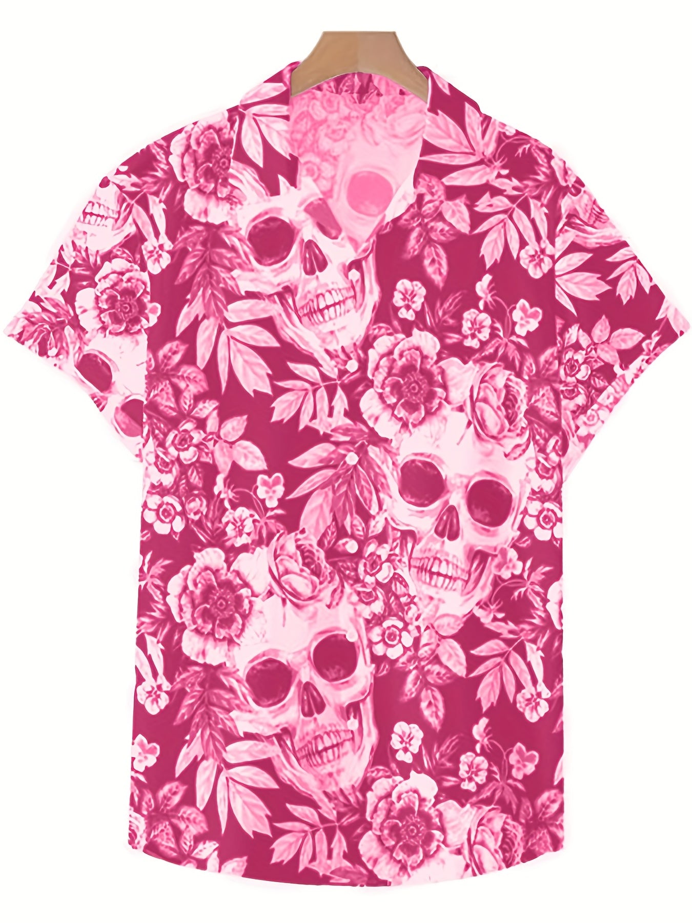Skull Print Men's Casual Short Sleeve Shirt