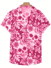 Skull Print Men's Casual Short Sleeve Shirt