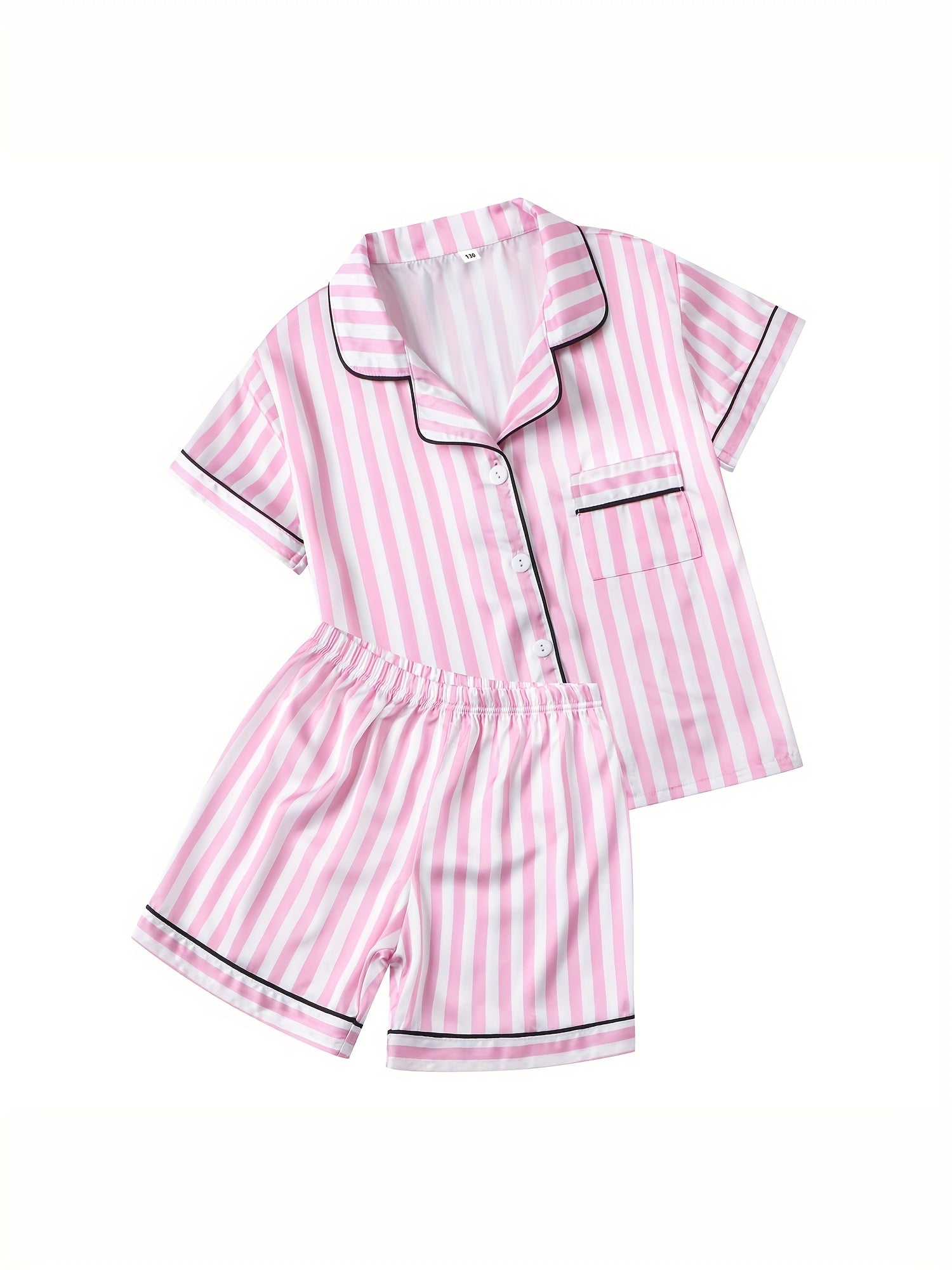 Girl's Love Heart Print Pajama Set Short Sleeve Top & Shorts