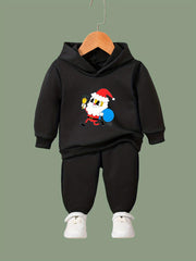 Santa Print 2pcs Girls Hoodies Jogger Pants Set For Sports Spring Fall
