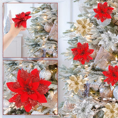 1pc Christmas Decorative Flowers Red Artificial Flowers Christmas Wreath Accesso
