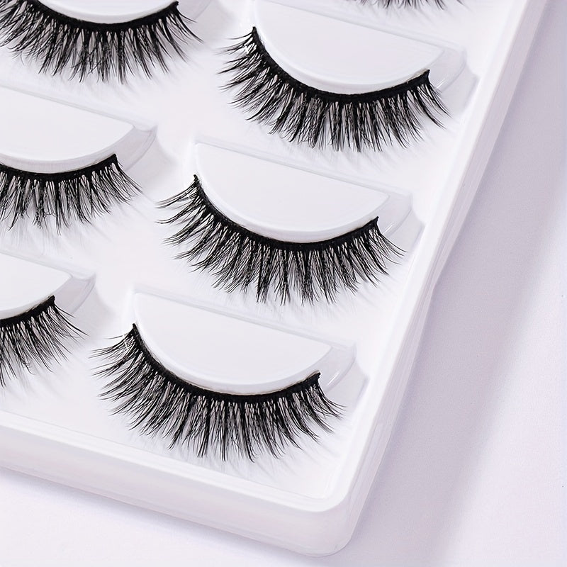 5 Pairs Crisscross Manga Lashes False Eyelashes 12mm Natural Look Japanese Style