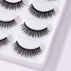 5 Pairs Crisscross Manga Lashes False Eyelashes 12mm Natural Look Japanese Style