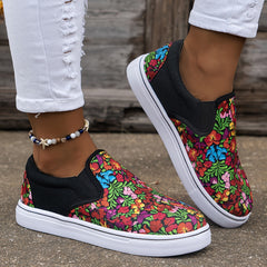 Floral Pattern Sport Shoes Lightweight and Breathable Low Top Women's Footwear