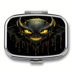 DUWOP2 1pc Medicine Box 2 compartment Decorative Metal Vitamin Organizer