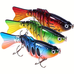 3pcs Fishing Lures Saltwater Swim Baits For Bass 3D Eyes Slow Sinking Hard Lure