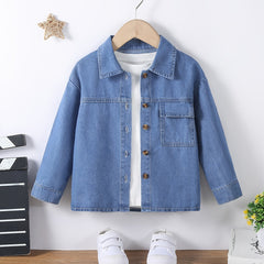 Boys Denim Jacket Long Sleeve Jeans Shirt Back School Outfit