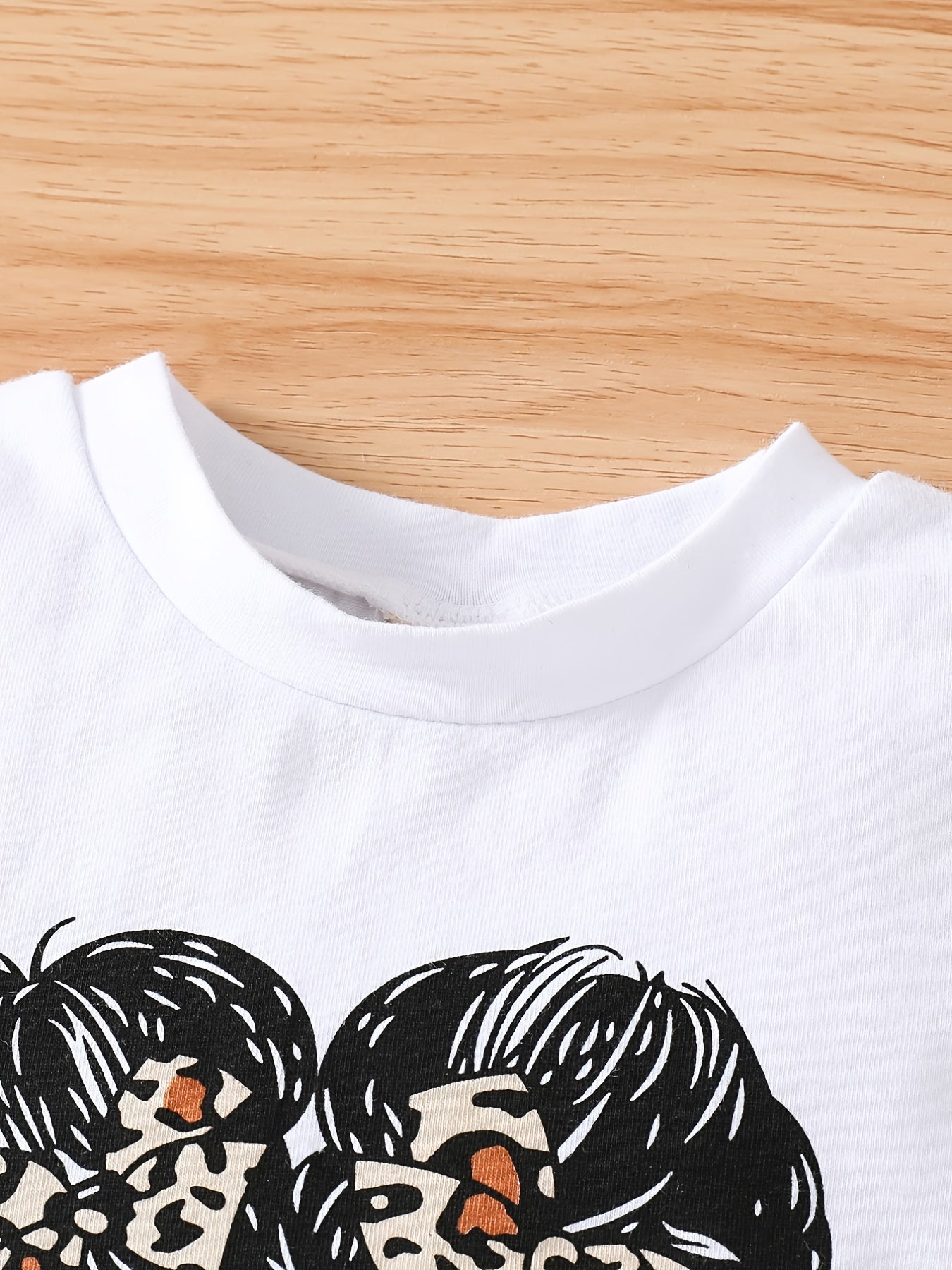 Girls Leopard Print Tee & Solid Flared Pants Set