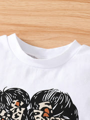 Girls Leopard Print Tee & Solid Flared Pants Set