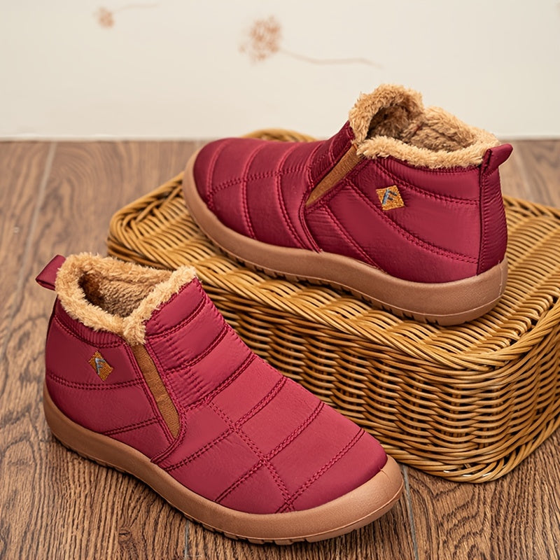 Women's Winter Snow Boots Fleece Lined Waterproof Slip-On Shoes