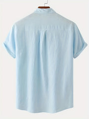 Men's Casual Cotton Short Sleeve Shirt for Summer Vacation