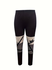 Colorblock Cat Print High Rise Leggings