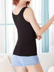 4pcs Solid Tank Tops Crew Neck Sleeveless Women's Lingerie