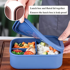 Silicone Leak-Proof 4 Compartment Lunch Box for School Office