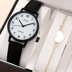 Kids Quartz Watch & Heart Bracelet Gift Set