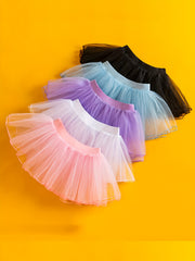Girls Dreamy Solid Tutu Skirt Four Layers Dance Skirt