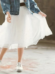 Sequins High Waist Fairy Skirt Tulle Skirt For Casual Outfit