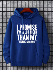 Men's Letter Print Hoodie Casual Sweatshirt for Outdoor Activities