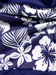 Floral Print Colorblock Bikini Set V Neck Pleated T