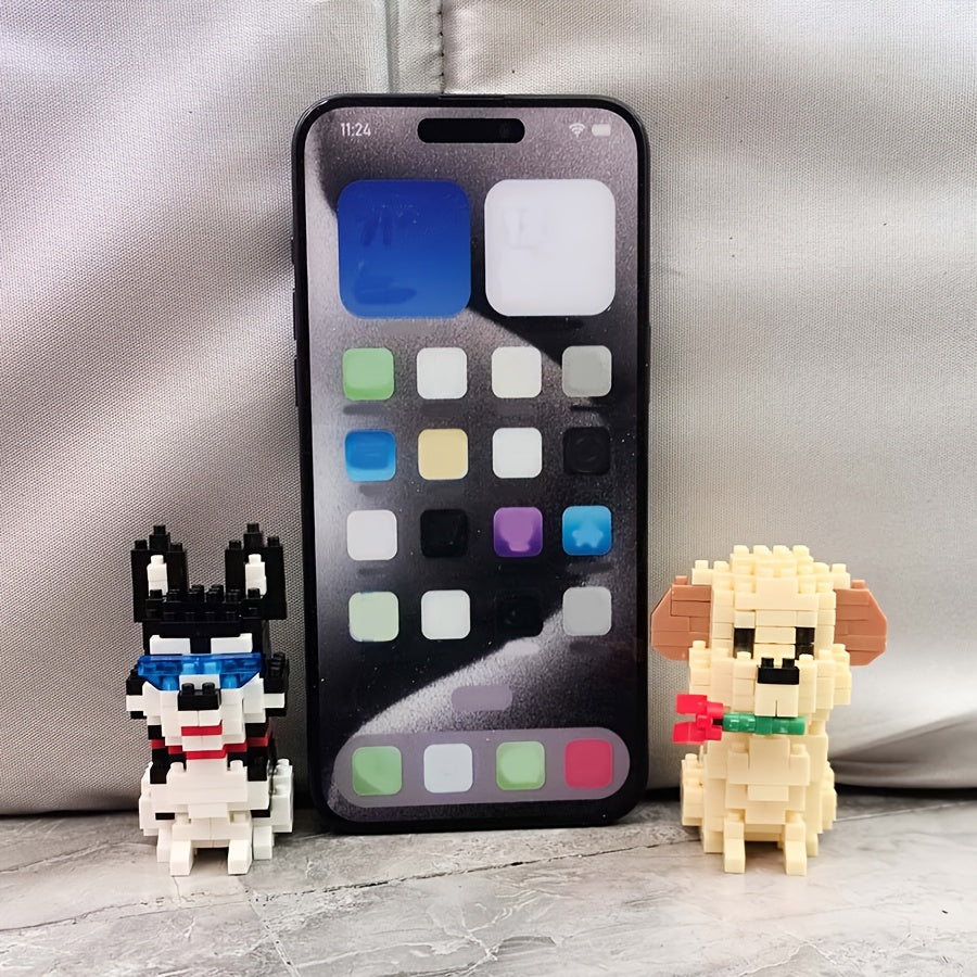 Cartoon Dogs Building Blocks Mini Animals Bull Terrier Siberian Husky