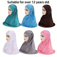 Girl's Lace Brim Headscarf for Daily & Leisure