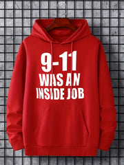Men's Letter Print Hoodie Drawstring Hooded Sweatshirt