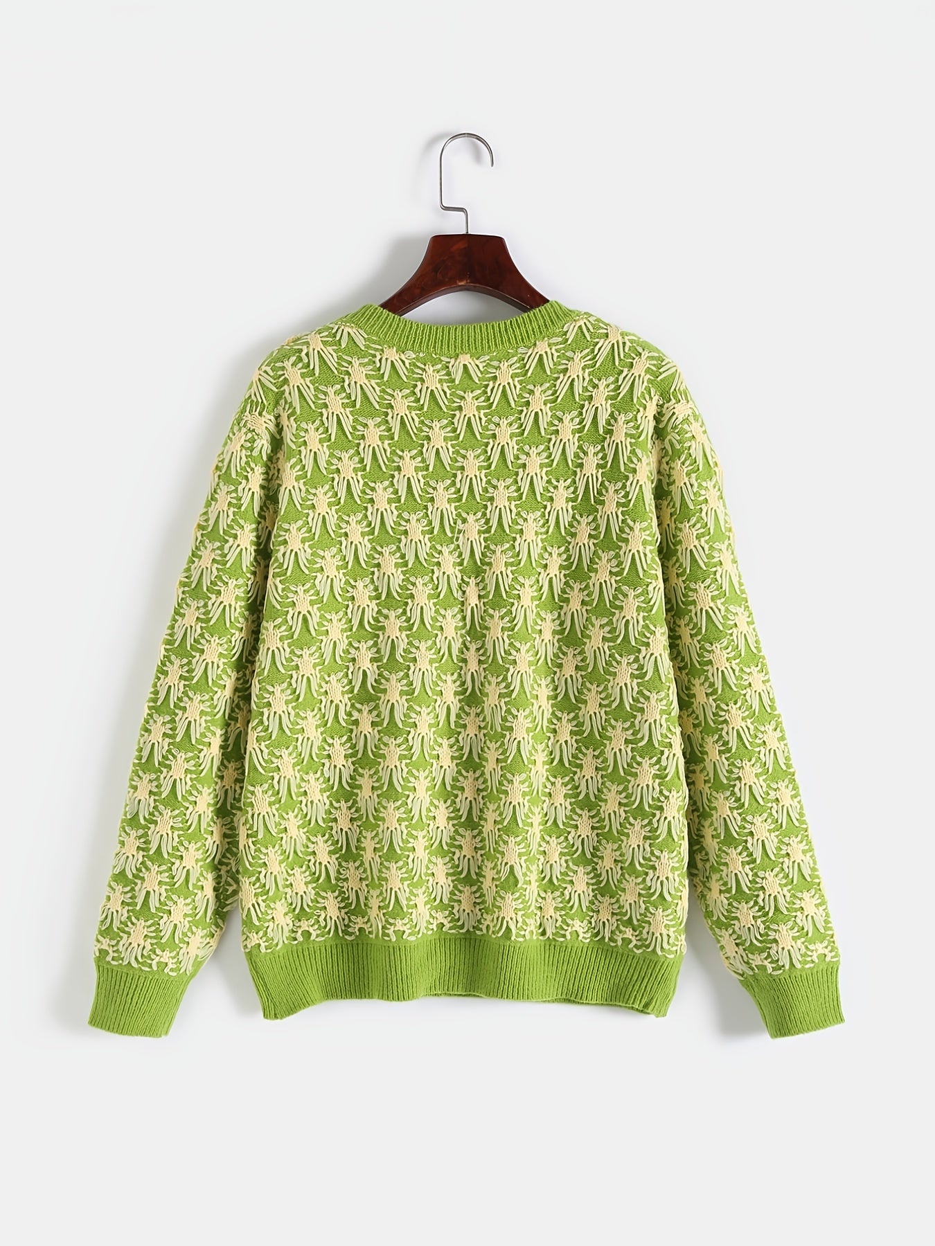 Jacquard Long Sleeve Knitwear Women's Plus Casual Pullover Sweater
