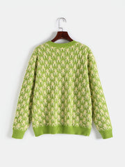 Jacquard Long Sleeve Knitwear Women's Plus Casual Pullover Sweater