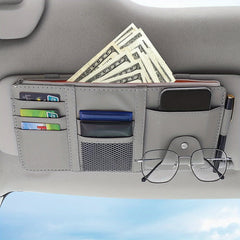 Leather Car Sun Visor Organizer Pocket Pouch & Accessories Holder