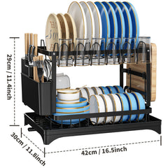 2 Tier Dish Drying Rack Rustproof Kitchen Dish Drying Rack With Drainboard