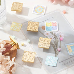 Brass Square Paint Seal Cat Window Bat Plant Flower Pattern Wax Sealing Tool