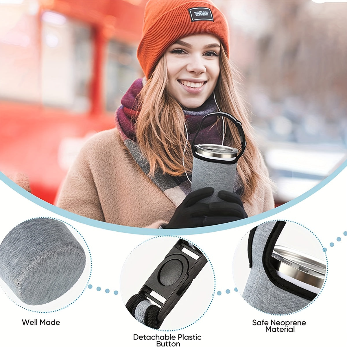30oz Portable Water Bottle with Holders for Outdoor Travel Stay Hydrated