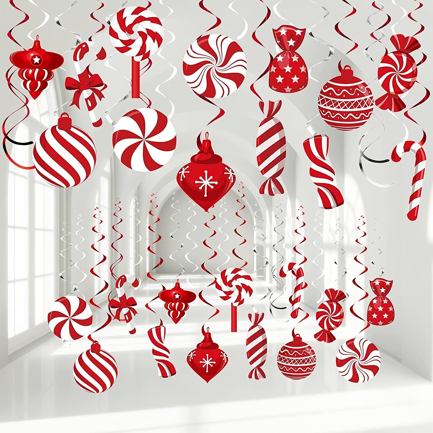 26pcs Christmas Candy Spiral Decorations Holiday Outdoor Yard Decor