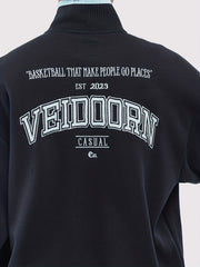 Men's Stand Neck Cotton Sweatshirt Pullover Long Sleeve Tops