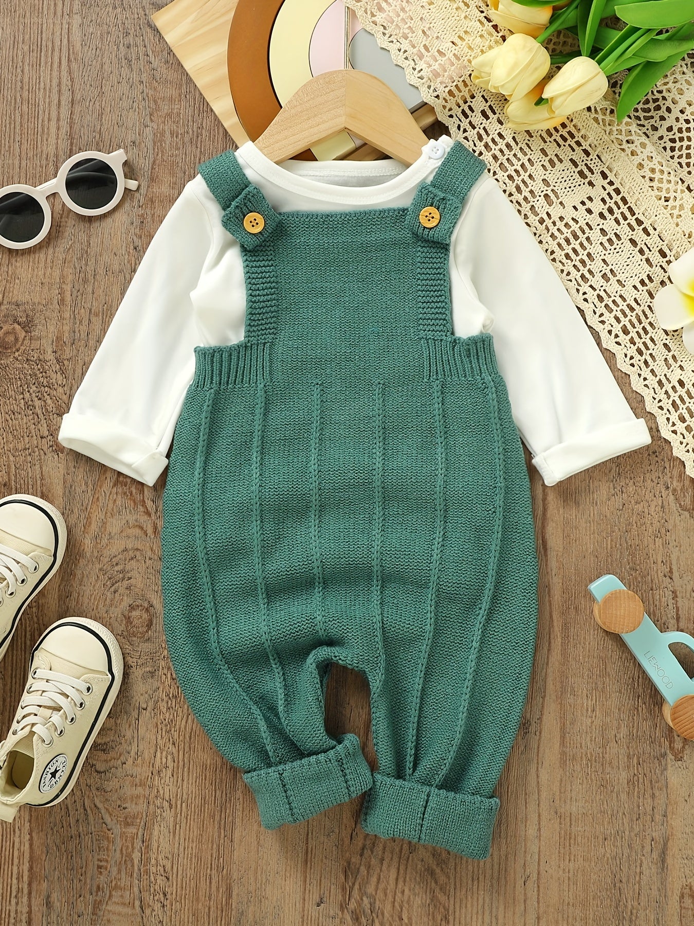 Baby Knit Suspender Romper Overalls
