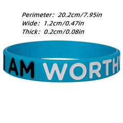 3Pcs I Am Loved Worthy Rubber Bracelet Silicone Wristband