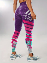 Block Print Slim Fit Yoga Tight Pants Seamless Stretchy Running Sports Leggings