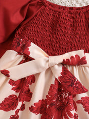 Floral Print Long Sleeve Princess Dress for Toddler Baby Girls