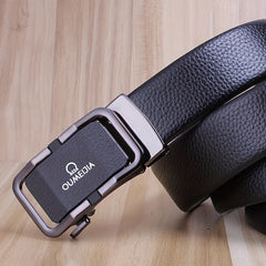 Men's Casual Belt with Automatic Buckle and Two Layer Cowhide