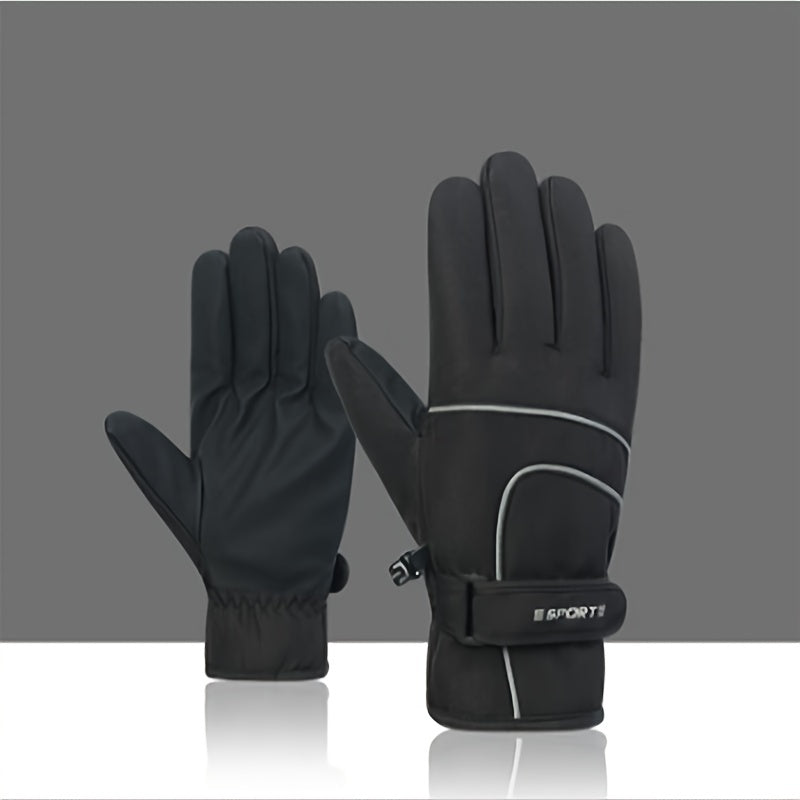 Men's Winter Ski Gloves Fleece Warm Waterproof Windproof Full Finger Gloves